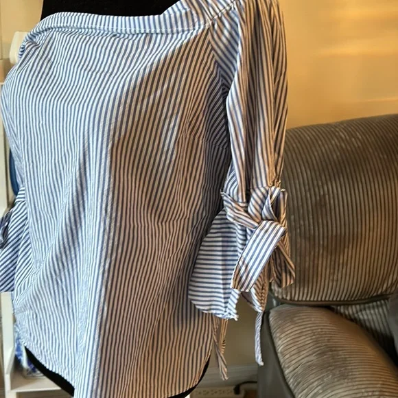 H&M blue/white striped top size 8 - Picture 4 of 12